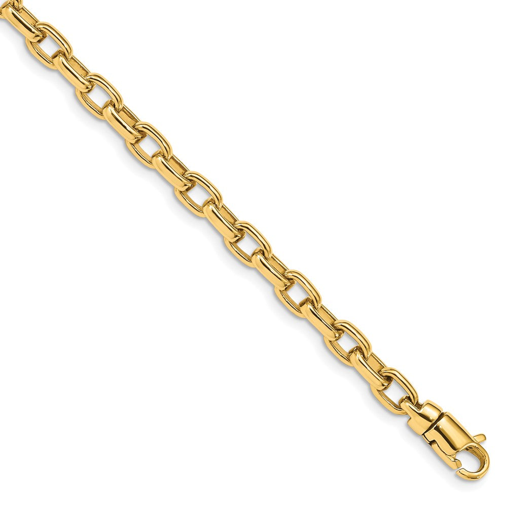 Solid 14K Yellow Gold 8.25 inch 5mm Hand Polished Fancy Link with Lobster Clasp Bracelet