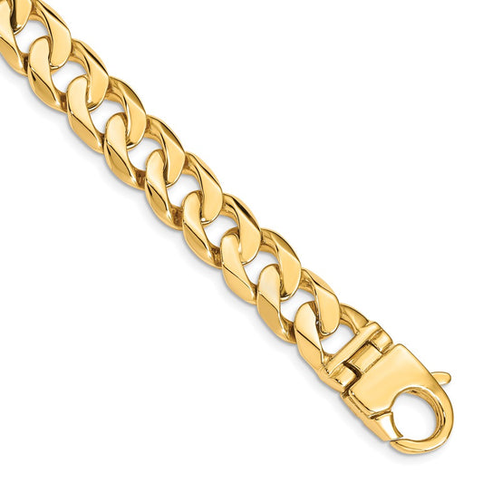 Solid 14K Yellow Gold 9 inch 11mm Hand Polished Fancy Link with Fancy Lobster Clasp Bracelet