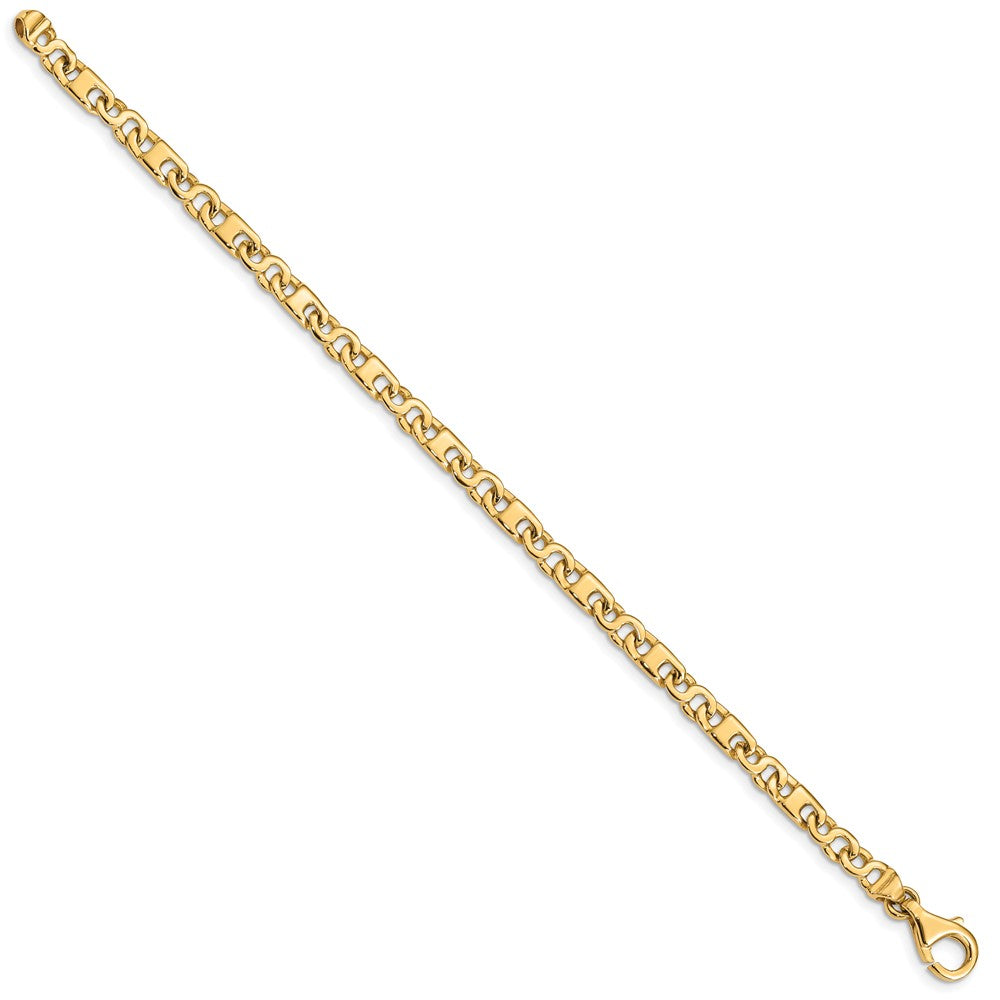 Solid 14K Yellow Gold 7.25 inch 4.4mm Hand Polished Fancy Link with Fancy Lobster Clasp Bracelet