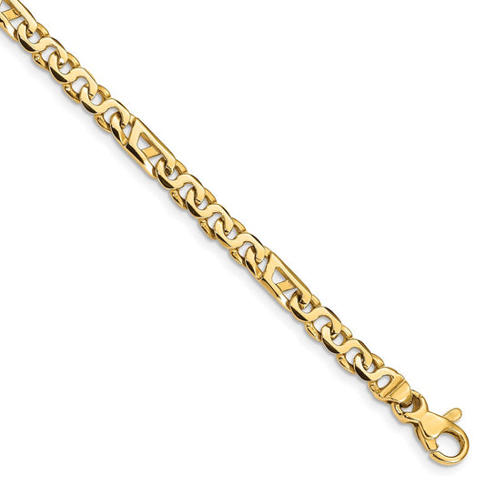 Solid 14K Yellow Gold 24 inch 4.3mm Hand Polished Fancy Link with Fancy Lobster Clasp Chain Necklace