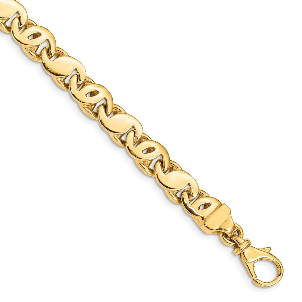 Solid 14K Yellow Gold 22 inch 7.3mm Hand Polished Fancy S-Link with Fancy Lobster Clasp Chain Necklace