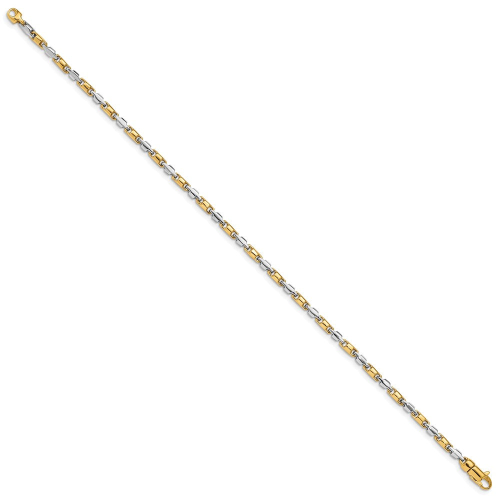 Solid 14K Two-tone Gold 8 inch 2.5mm Hand Polished Fancy Link with Lobster Clasp Bracelet