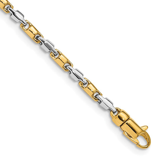 Solid 14K Two-tone Gold 24 inch 2.5mm Hand Polished Fancy Link with Lobster Clasp Chain Necklace