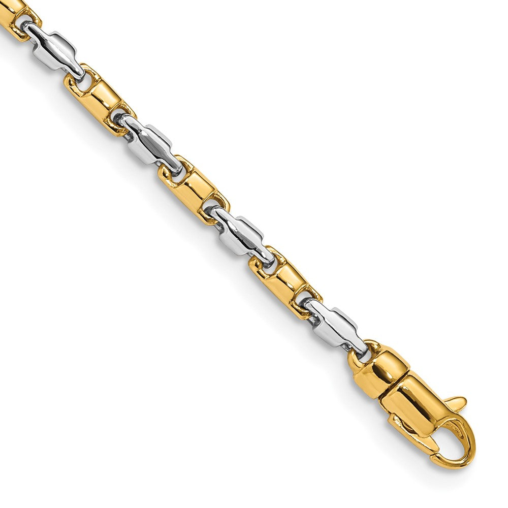 Solid 14K Two-tone Gold 20 inch 2.5mm Hand Polished Fancy Link with Lobster Clasp Chain Necklace