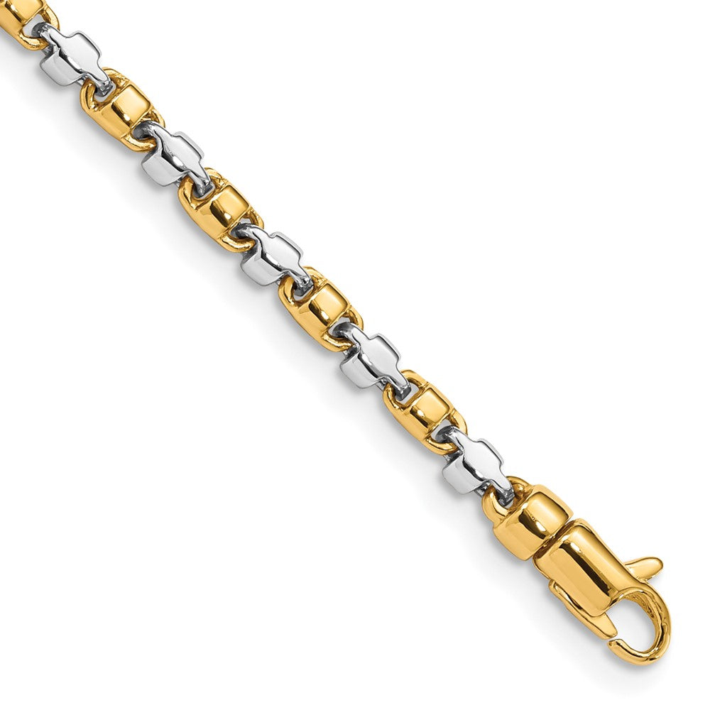 Solid 14K Two-tone Gold 20 inch 2.6mm Hand Polished Fancy Link with Lobster Clasp Chain Necklace