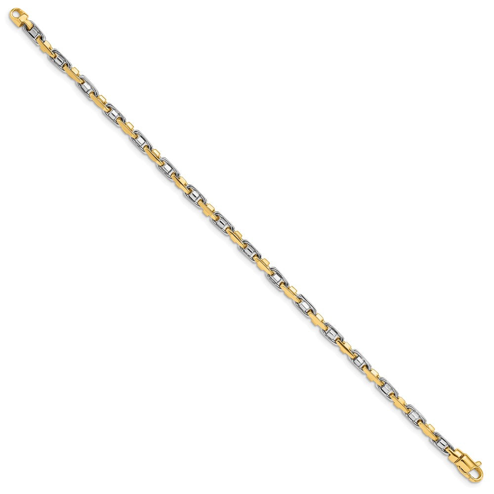 Solid 14K Two-tone Gold 7.25 inch 3.5mm Fancy Link with Lobster Clasp Bracelet