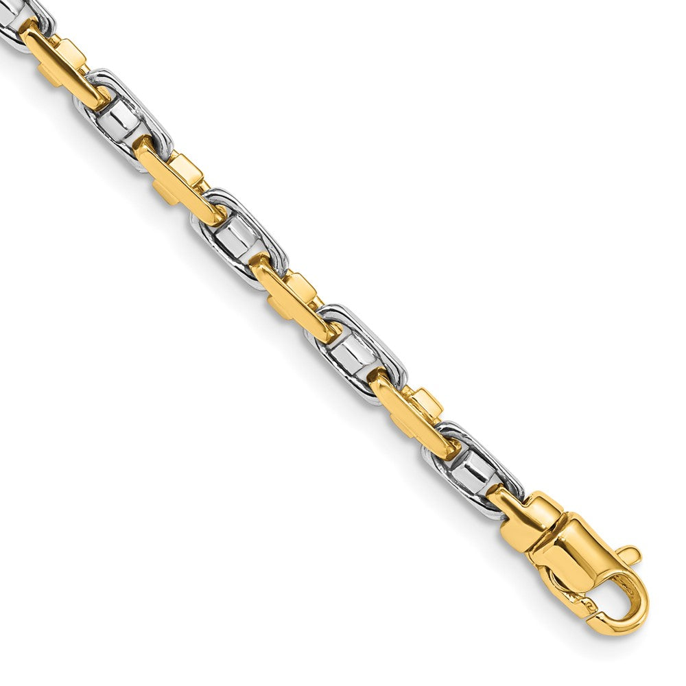 Solid 14K Two-tone Gold 22 inch 3.5mm Fancy Link with Lobster Clasp Chain Necklace