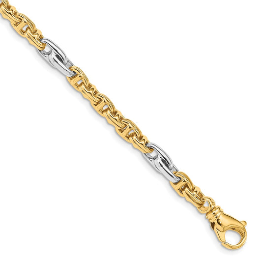 Solid 14K Two-tone Gold 18 inch 5.38mm Hand Polished Fancy Link with Fancy Lobster Clasp Chain Necklace