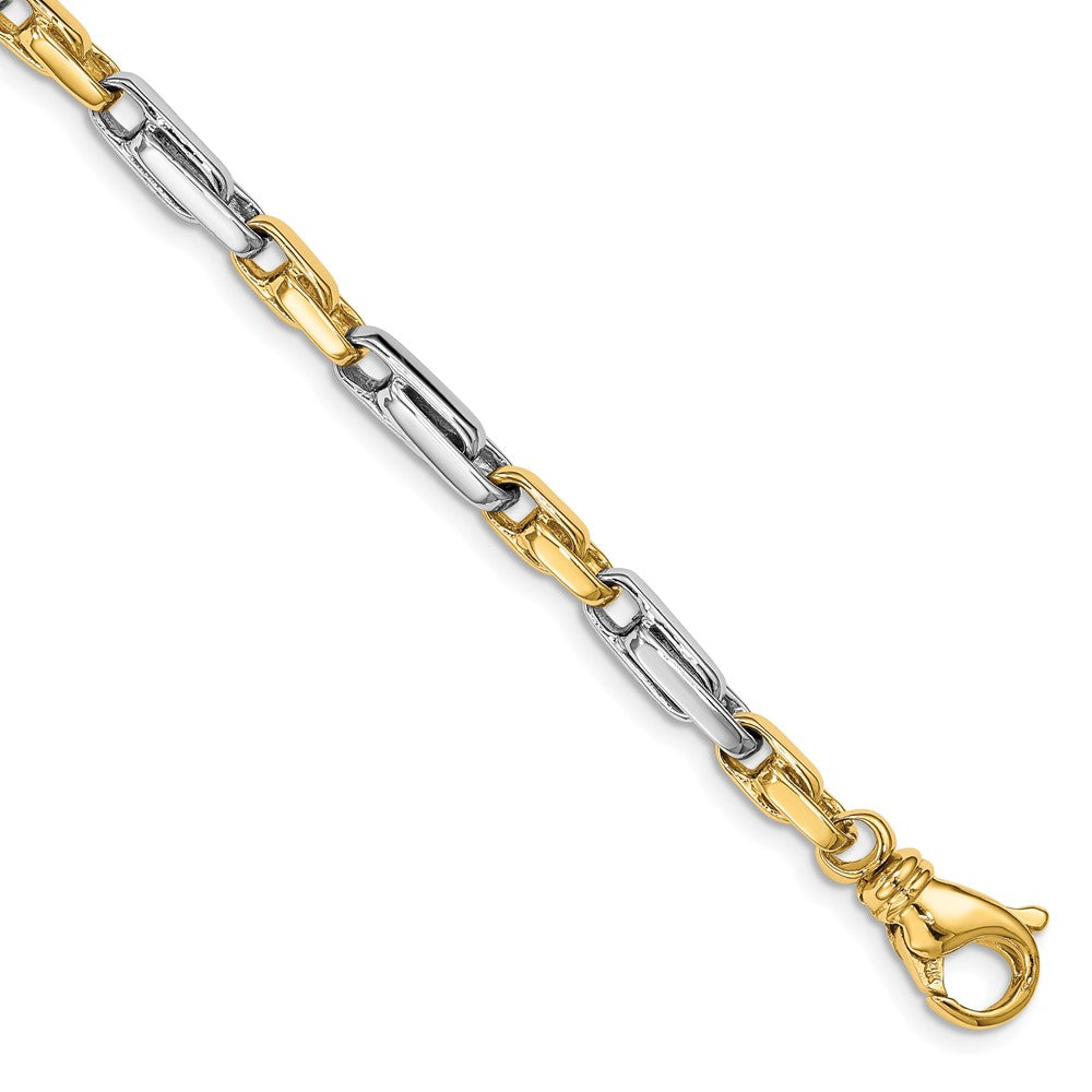 Solid 14K Two-tone Gold 22 inch 5mm Hand Polished Fancy Link with Fancy Lobster Clasp Chain Necklace