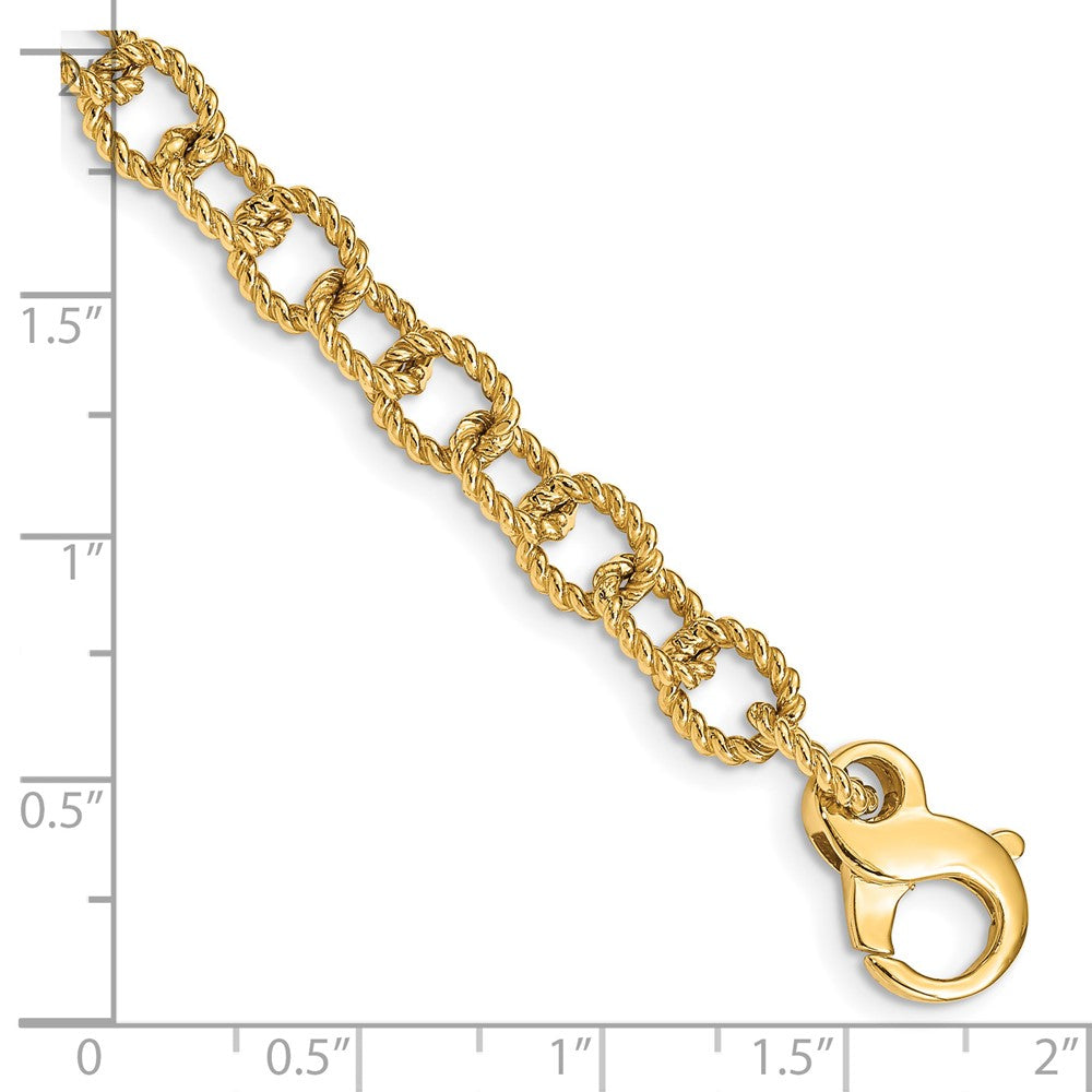 Solid 14K Yellow Gold 8.5 inch 6.5mm Hand Polished Fancy Rope Link with Fancy Lobster Clasp Bracelet