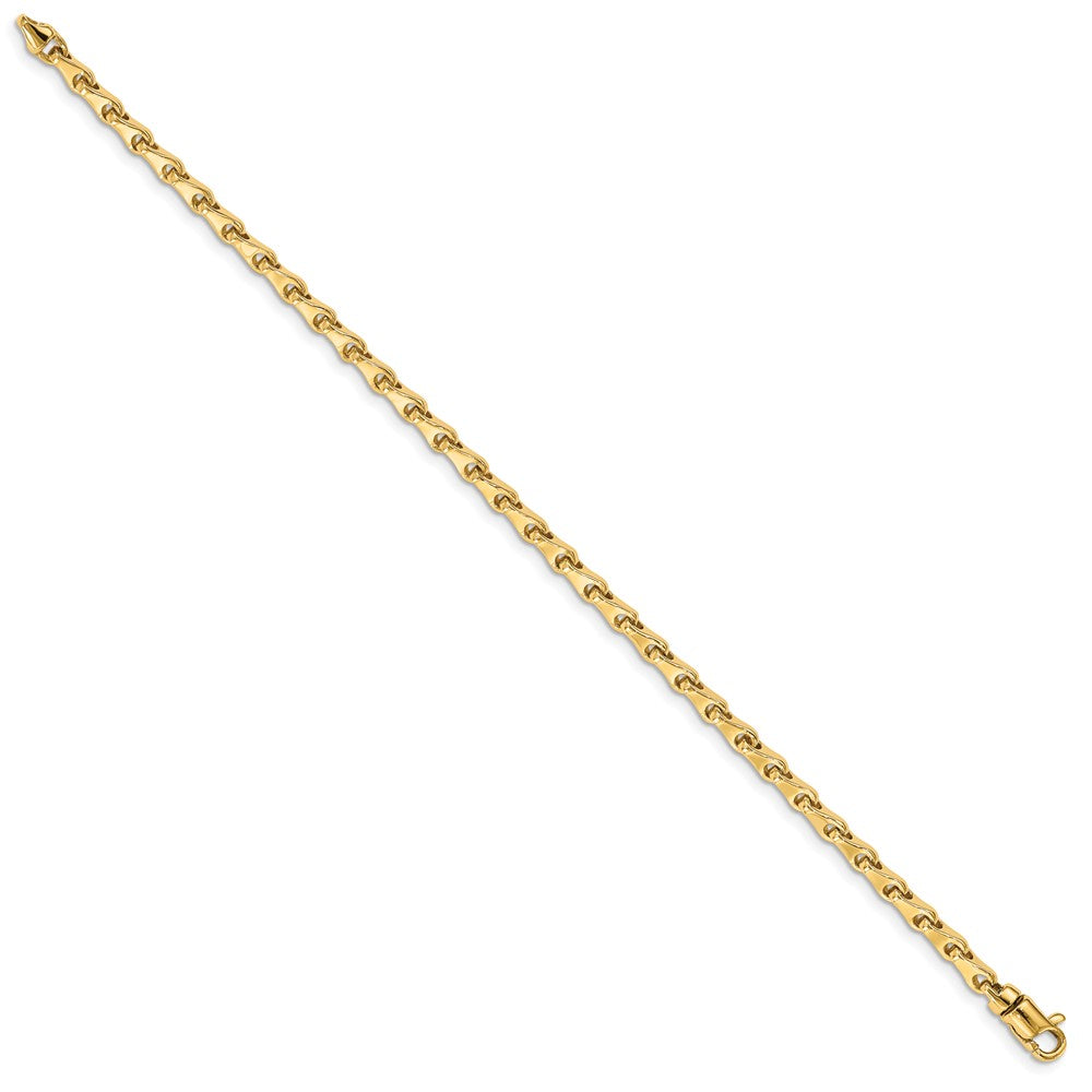 Solid 14K Yellow Gold 7 inch 3.4mm Hand Polished Fancy Link with Lobster Clasp Bracelet