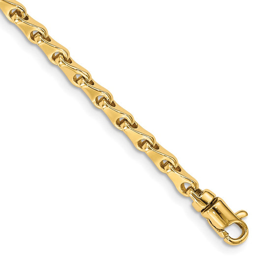 Solid 14K Yellow Gold 18 inch 3.4mm Hand Polished Fancy Link with Lobster Clasp Chain Necklace