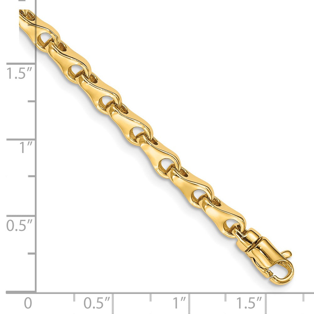 Solid 14K Yellow Gold 7.25 inch 3.9mm Hand Polished Fancy Link with Lobster Clasp Bracelet