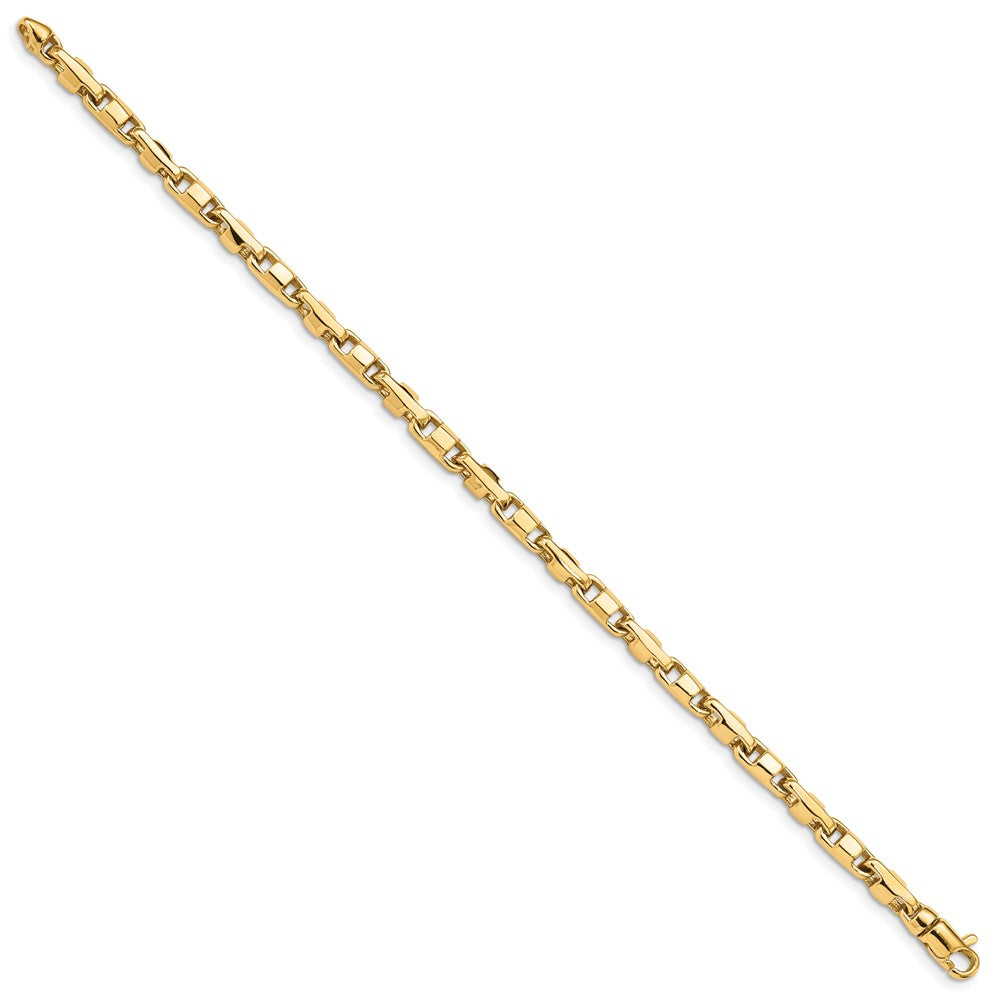 Solid 14K Yellow Gold 7 inch 4mm Hand Polished Fancy Link with Lobster Clasp Bracelet