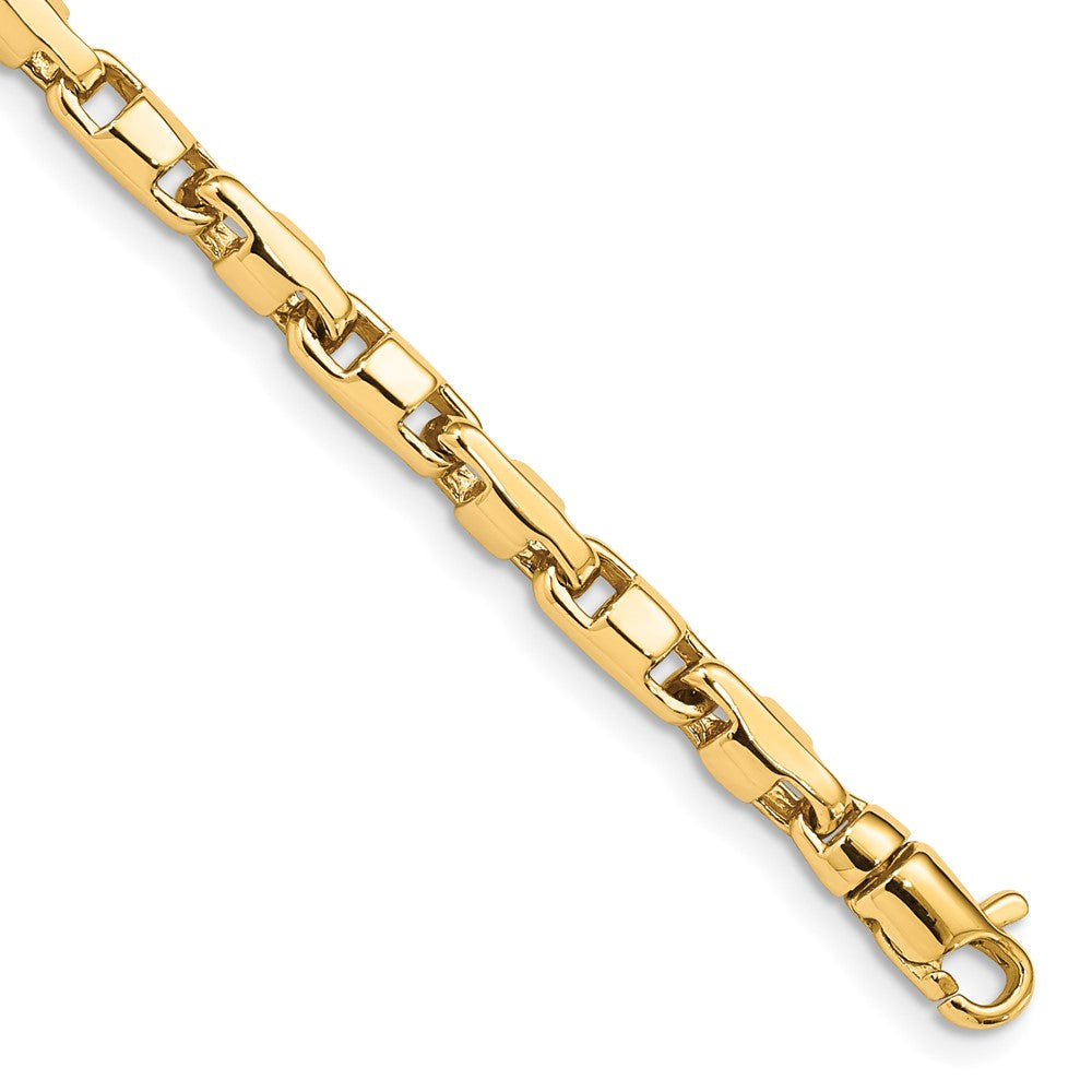 Solid 14K Yellow Gold 22 inch 4mm Hand Polished Fancy Link with Lobster Clasp Chain Chain