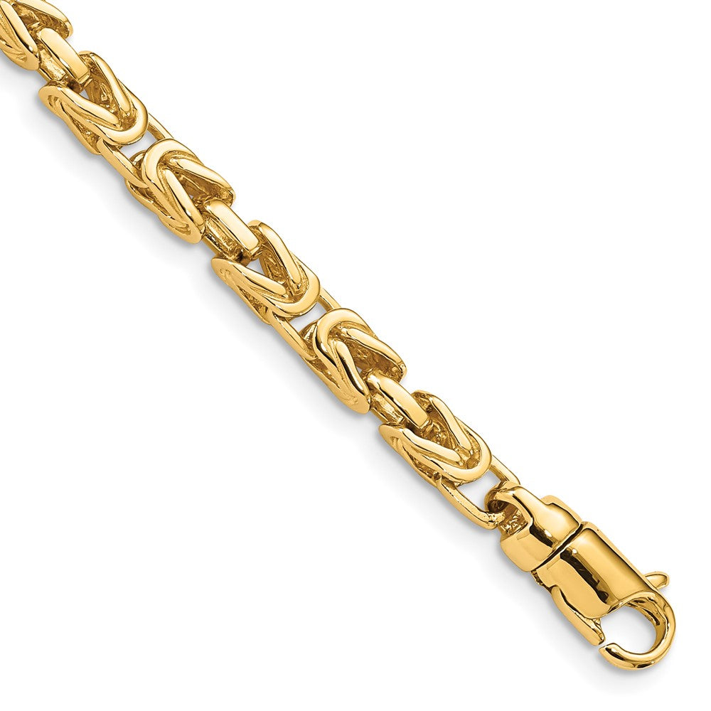 Solid 14K Yellow Gold 9 inch 4.1mm Hand Polished Byzantine Link with Lobster Clasp Bracelet