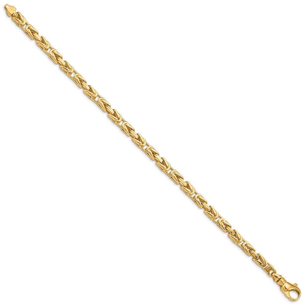 Solid 14K Yellow Gold 8.75 inch 4.1mm Hand Polished Byzantine Link with Fancy Lobster Clasp Bracelet