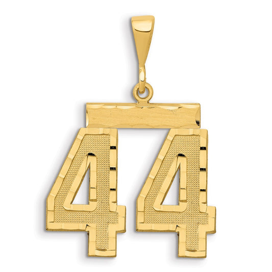 14k Yellow Gold Large Brushed Diamond-cut Number 44 Charm