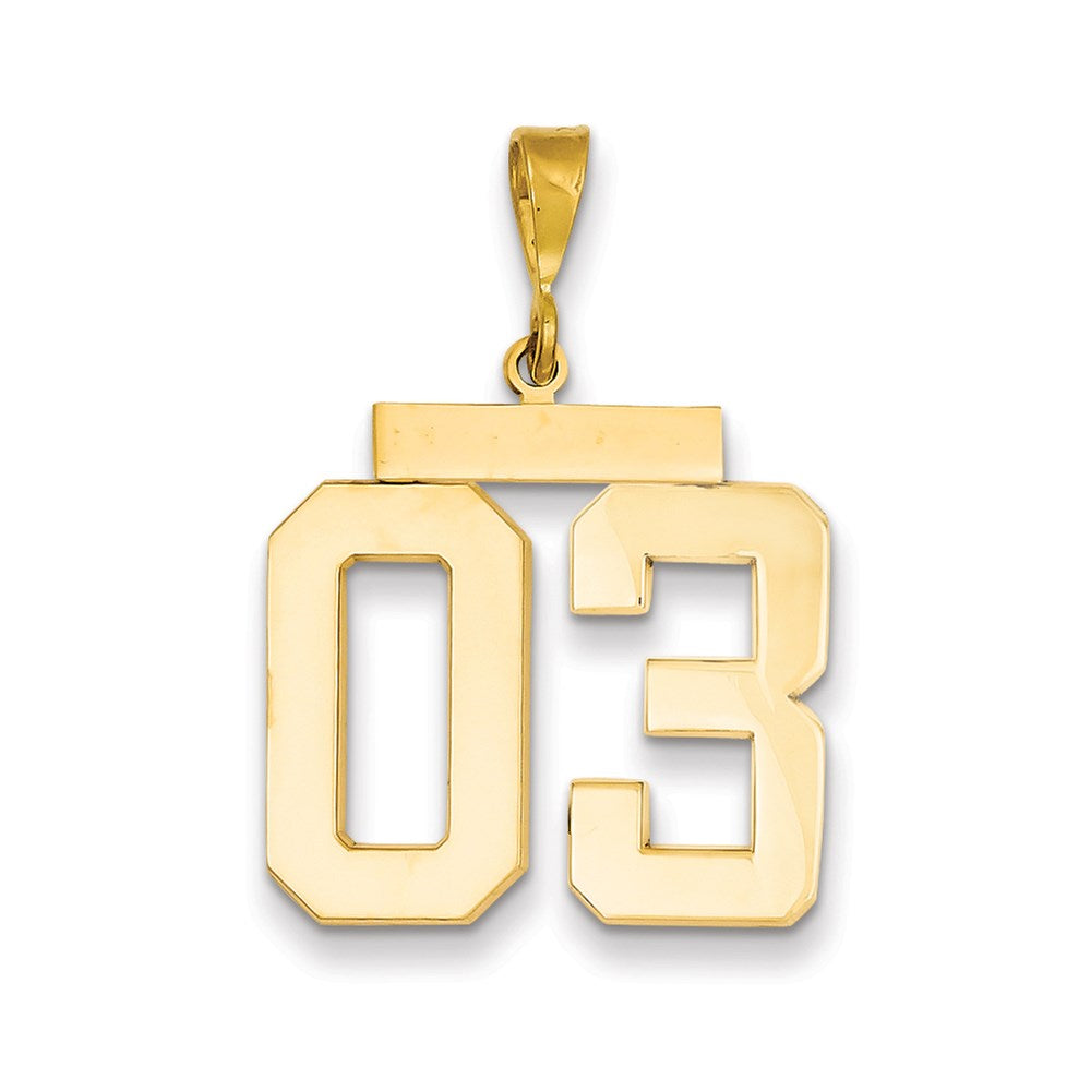 14k Yellow Gold Large Polished Number 03 on Top Charm