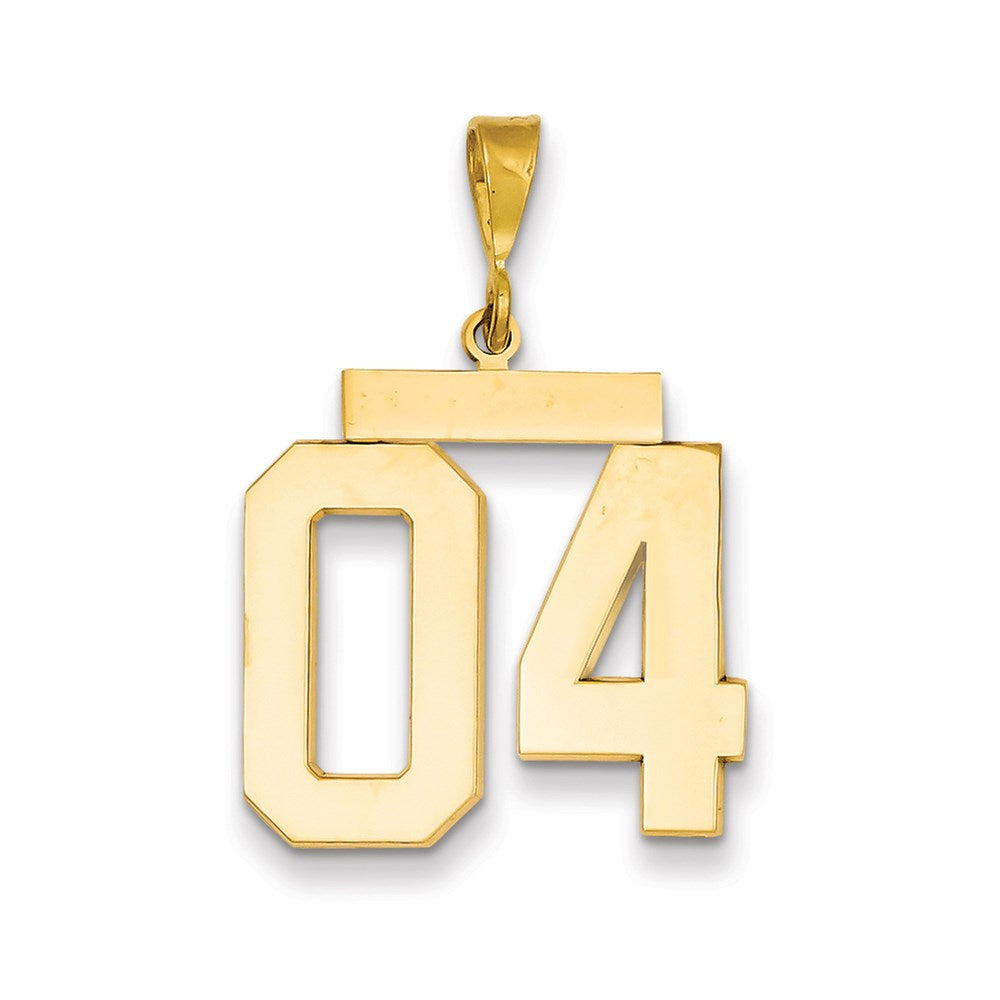 14k Yellow Gold Large Polished Number 04 on Top Charm