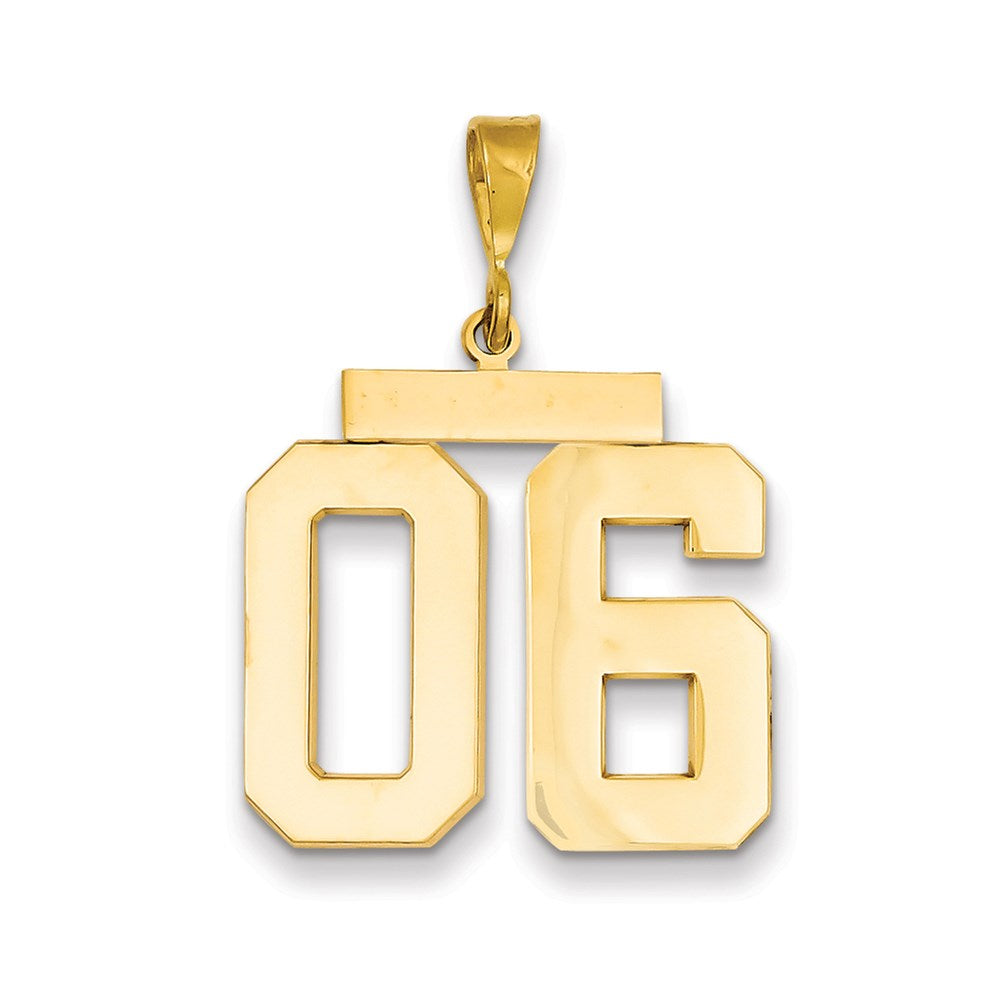 14k Yellow Gold Large Polished Number 06 on Top Charm