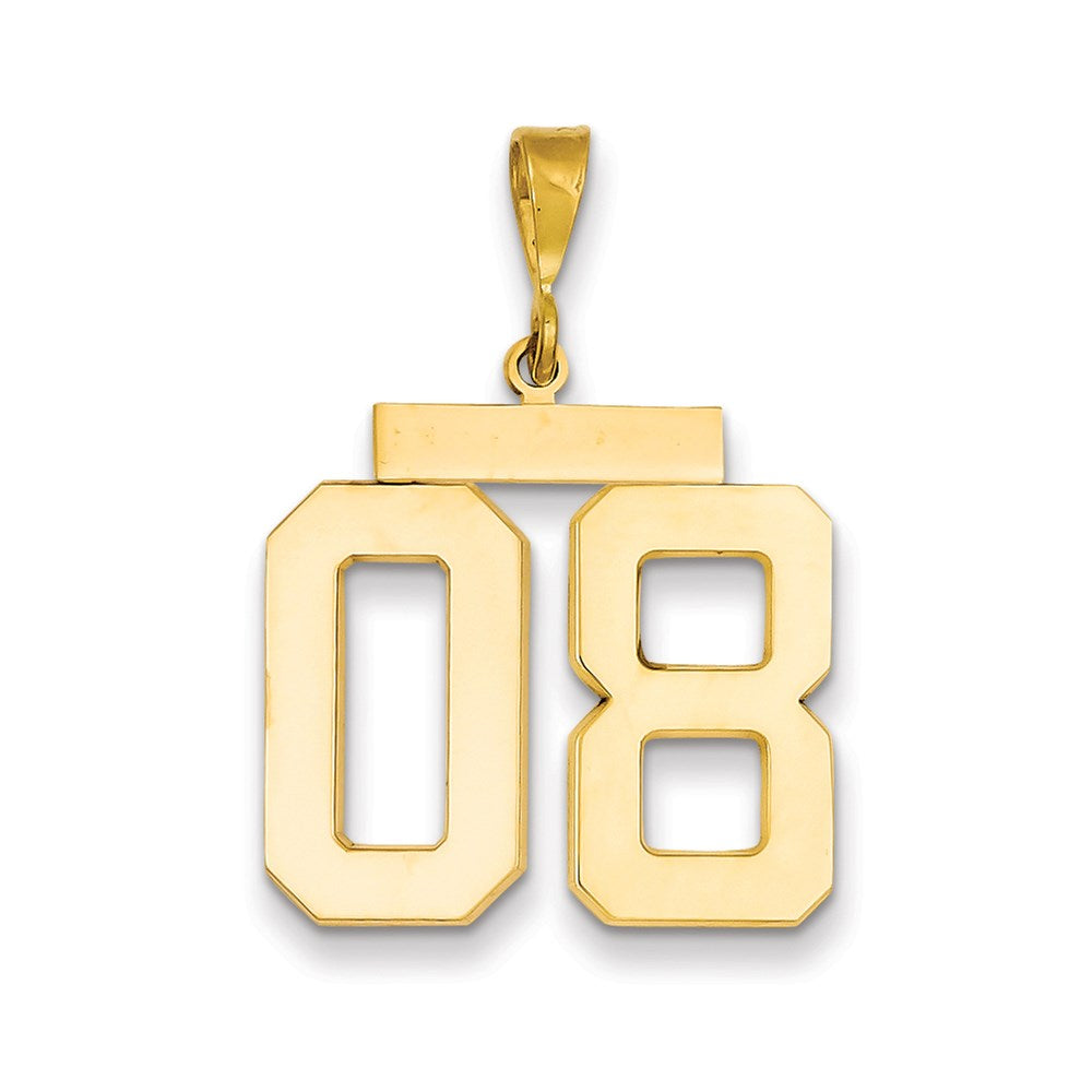 14k Yellow Gold Large Polished Number 08 on Top Charm