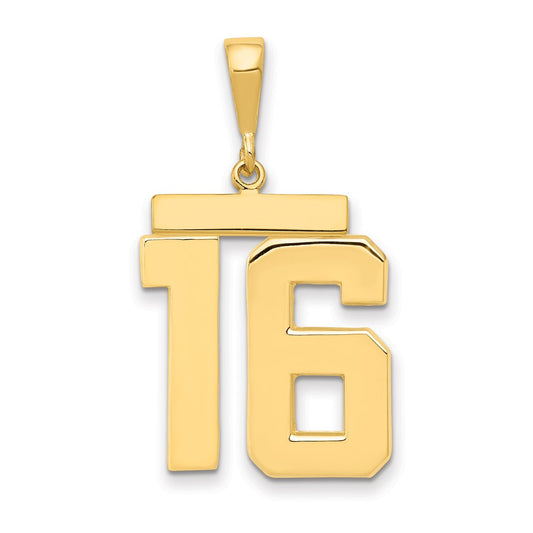 14k Yellow Gold Large Polished Number 16 Charm