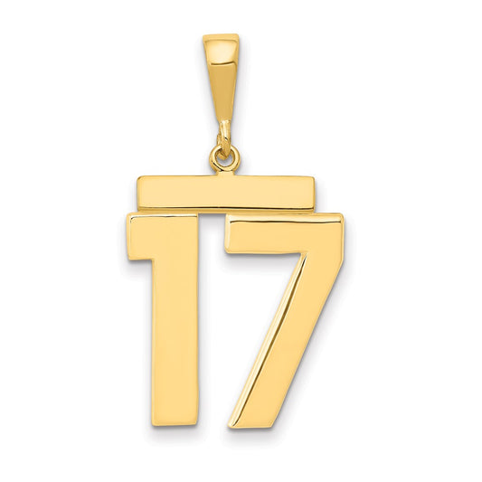 14k Yellow Gold Large Polished Number 17 Charm