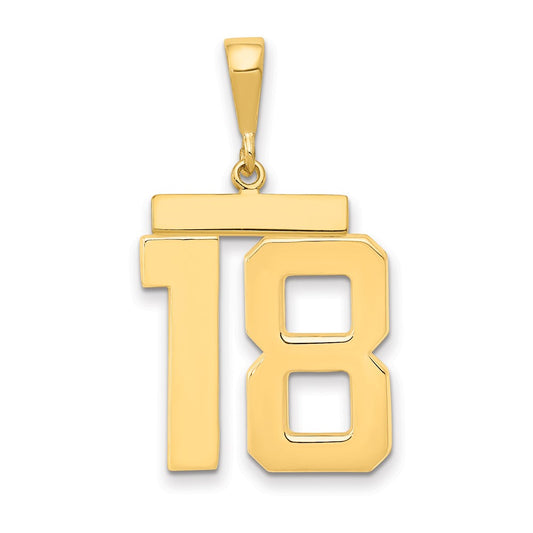 14k Yellow Gold Large Polished Number 18 Charm