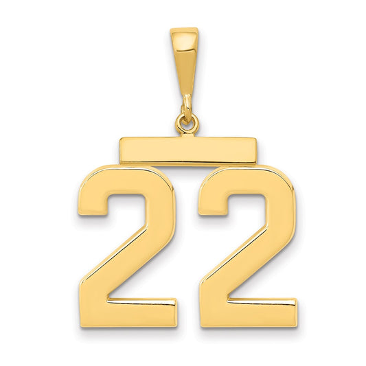 14k Yellow Gold Large Polished Number 22 Charm