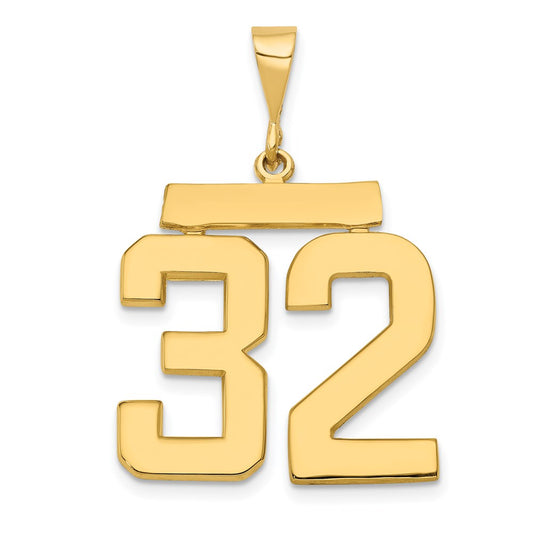 14k Yellow Gold Large Polished Number 32 Pendant