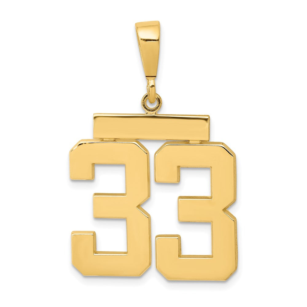 14k Yellow Gold Large Polished Number 33 Charm