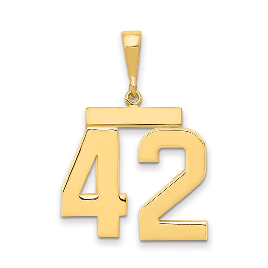 14k Yellow Gold Large Polished Number 42 Charm