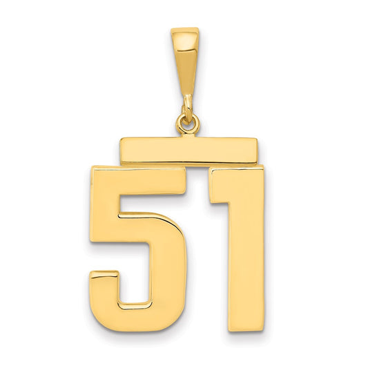 14k Yellow Gold Large Polished Number 51 Charm