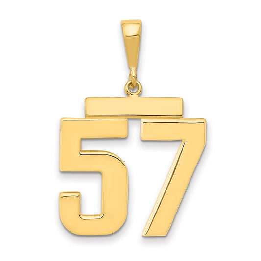 14k Yellow Gold Large Polished Number 57 Charm