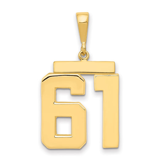 14k Yellow Gold Large Polished Number 61 Charm