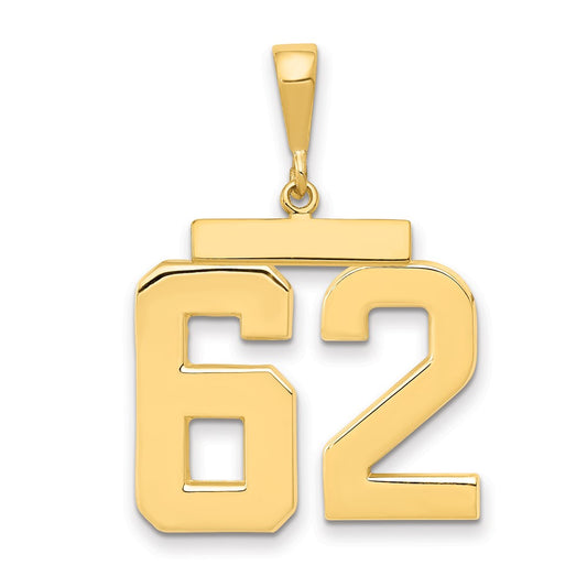 14k Yellow Gold Large Polished Number 62 Charm