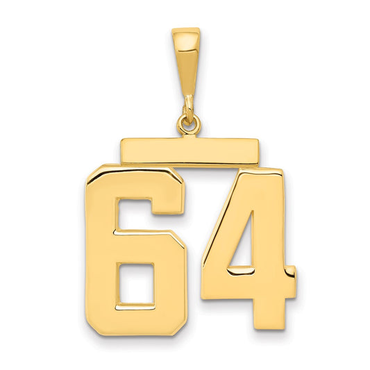 14k Yellow Gold Large Polished Number 64 Charm