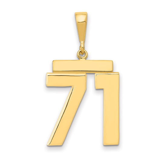 14k Yellow Gold Large Polished Number 71 Charm