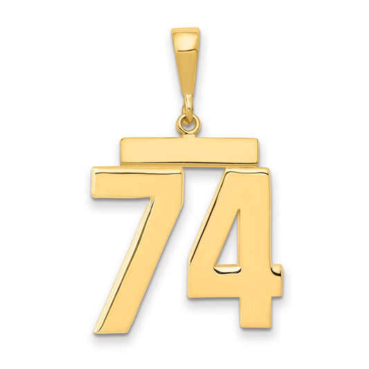 14k Yellow Gold Large Polished Number 74 Charm