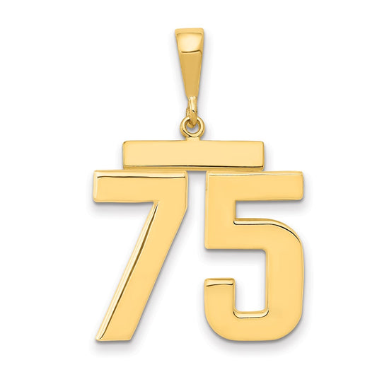 14k Yellow Gold Large Polished Number 75 Charm