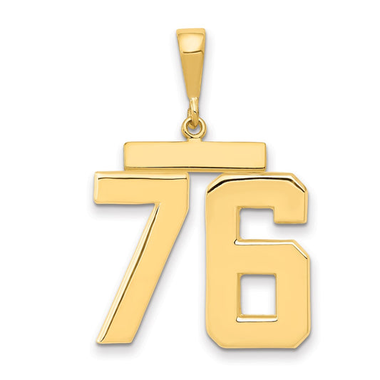 14k Yellow Gold Large Polished Number 76 Charm