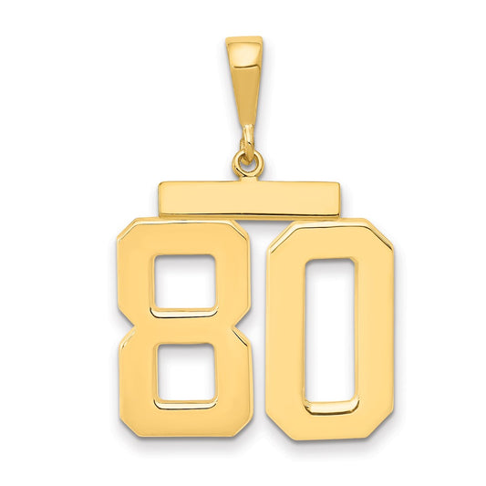 14k Yellow Gold Large Polished Number 80 Charm