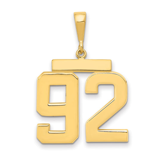 14k Yellow Gold Large Polished Number 92 Charm