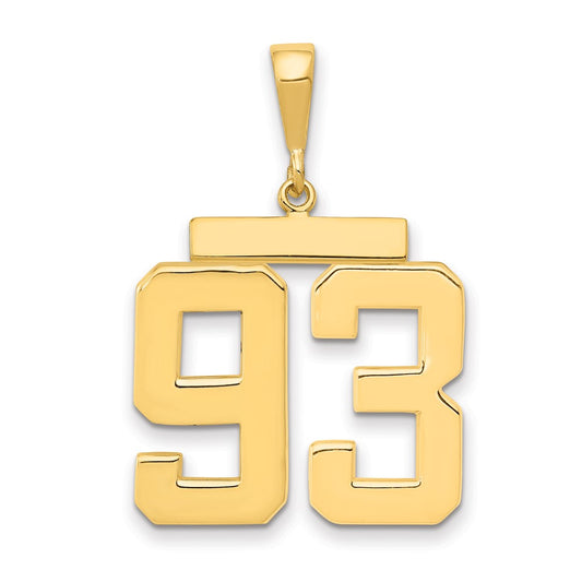 14k Yellow Gold Large Polished Number 93 Charm