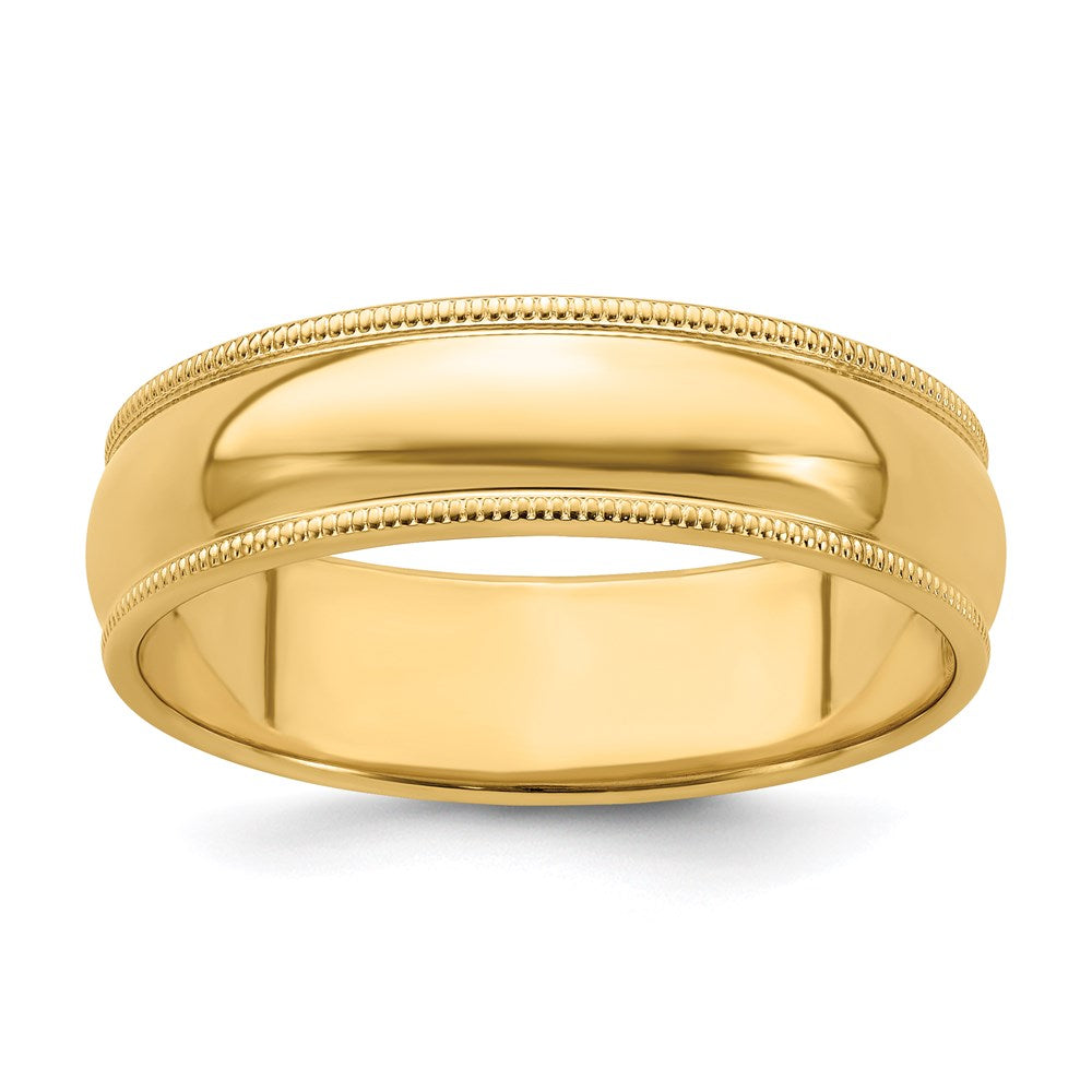 Solid 18K Yellow Gold 6mm Milgrain Half-Round Wedding Men's/Women's Wedding Band Ring Size 6.5