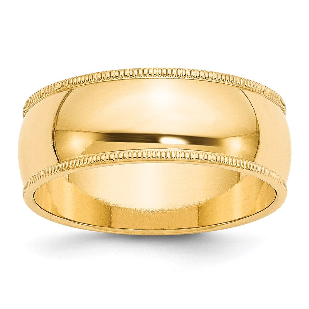 Solid 18K Yellow Gold 8mm Milgrain Half Round Men's/Women's Wedding Band Ring Size 10