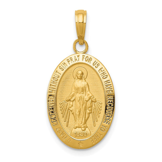 14k Yellow Gold Miraculous Medal Pendant