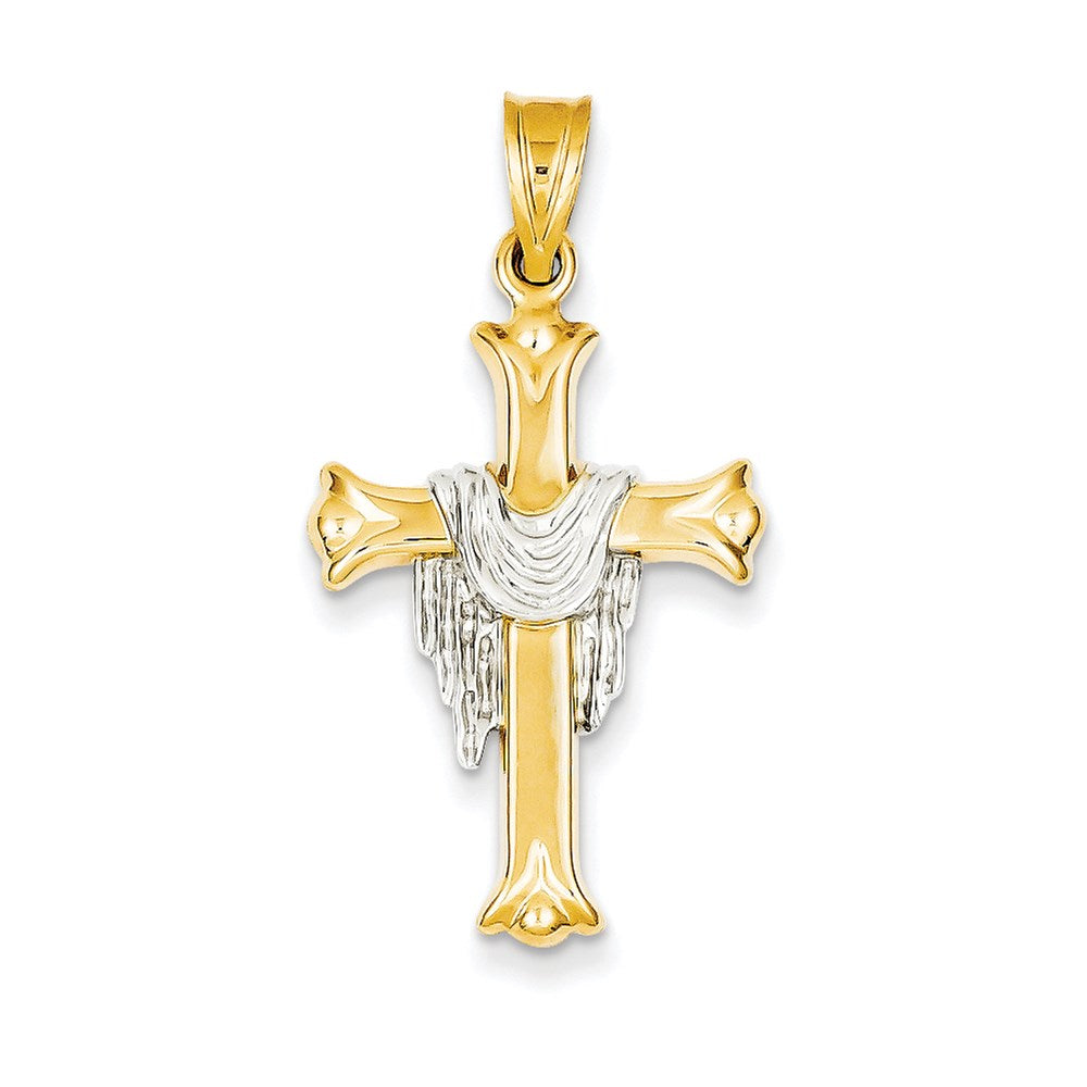 14k Two-tone Gold Draped Cross Pendant