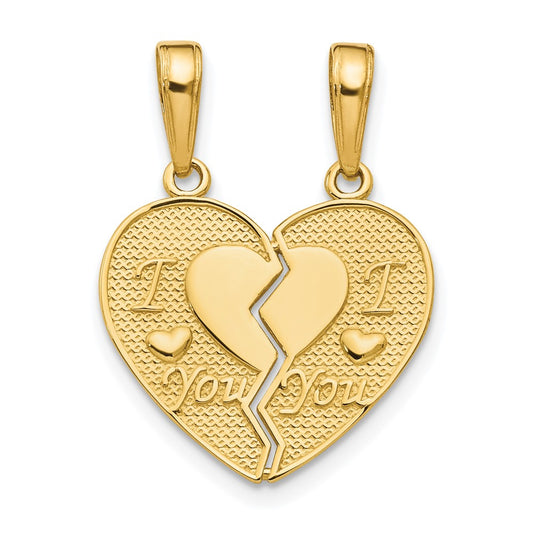 14k Yellow Gold I LOVE YOU Break Apart Heart Charm